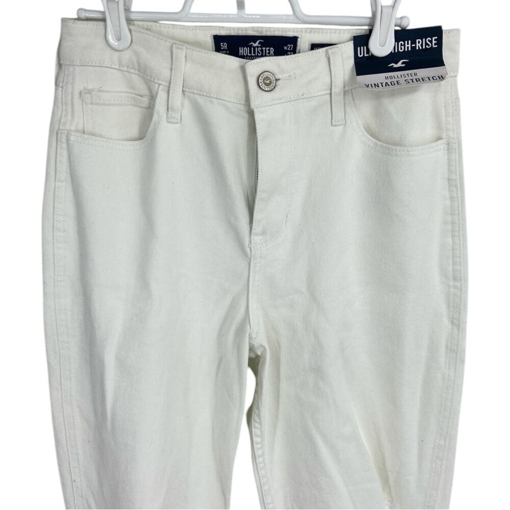 NWT Hollister ULTRA HIGH-RISE WHITE MOM JEANS 5R Distressed - Picture 2 of 5